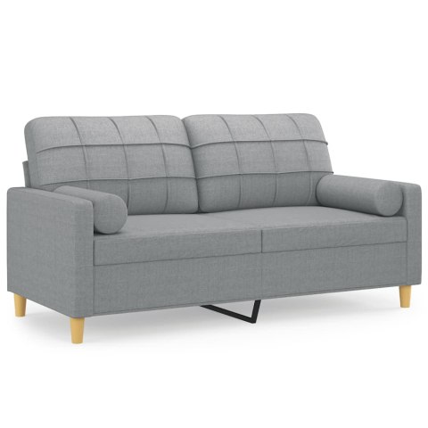  2-osobowa sofa z poduszkami, jasnoszara, 140 cm, tkanina