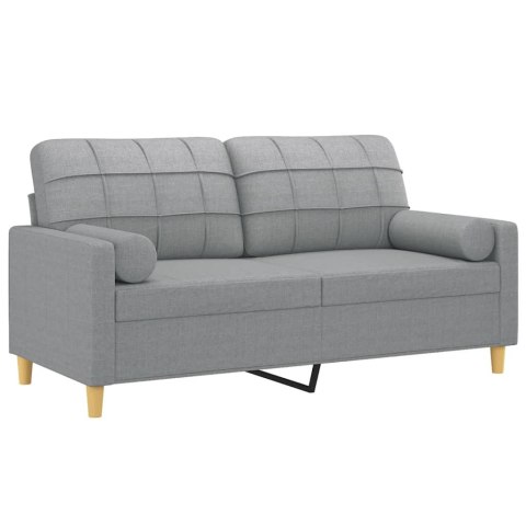  2-osobowa sofa z poduszkami, jasnoszara, 140 cm, tkanina