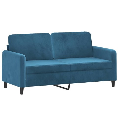  2-osobowa sofa z poduszkami, niebieska, 140 cm, aksamit