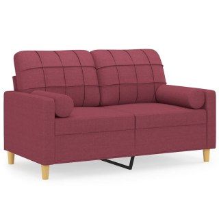  2-osobowa sofa z poduszkami, winna czerwień, 120 cm, tkanina