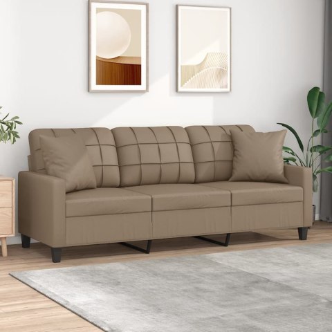  3-osobowa sofa z poduszkami, cappuccino, 180 cm, sztuczna skóra