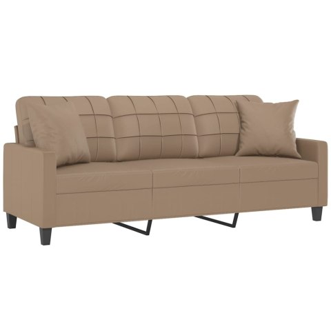  3-osobowa sofa z poduszkami, cappuccino, 180 cm, sztuczna skóra