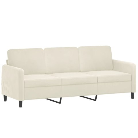  3-osobowa sofa z poduszkami, kremowa, 180 cm, aksamit