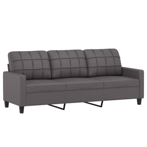  3-osobowa sofa z poduszkami, szara, 180 cm, sztuczna skóra