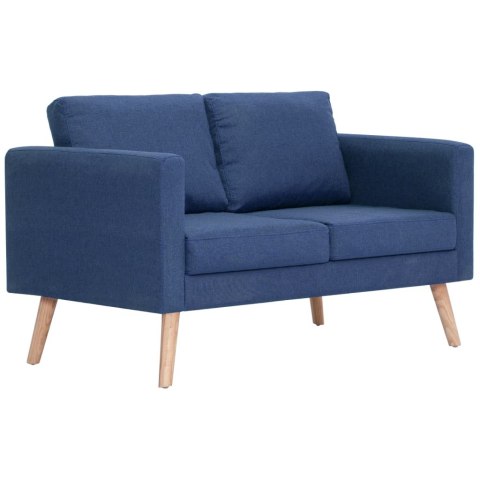  2-osobowa sofa tapicerowana tkaniną, niebieska