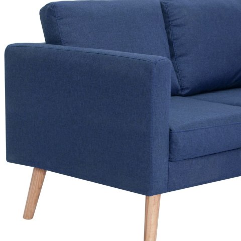  2-osobowa sofa tapicerowana tkaniną, niebieska