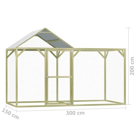  Klatka dla drobiu, 3x1,5x2 m, impregnowane drewno sosnowe