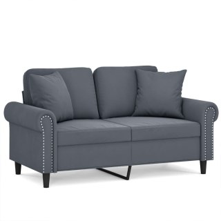  2-osobowa sofa z poduszkami, ciemnoszara, 120 cm, aksamit