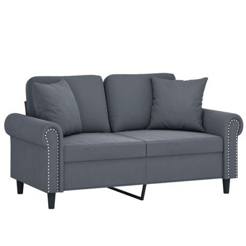  2-osobowa sofa z poduszkami, ciemnoszara, 120 cm, aksamit