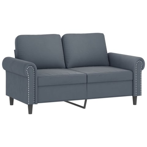  2-osobowa sofa z poduszkami, ciemnoszara, 120 cm, aksamit