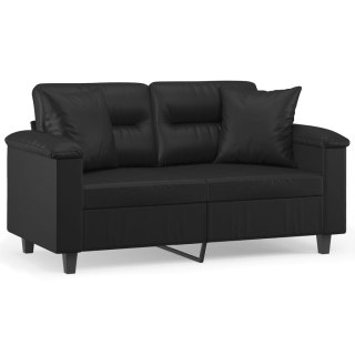  2-osobowa sofa z poduszkami, czarna, 120 cm, sztuczna skóra