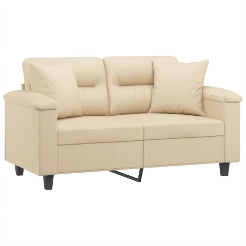  2-osobowa sofa z poduszkami, kremowa, 120 cm, mikrofibra