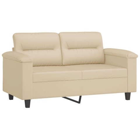  2-osobowa sofa z poduszkami, kremowa, 120 cm, mikrofibra