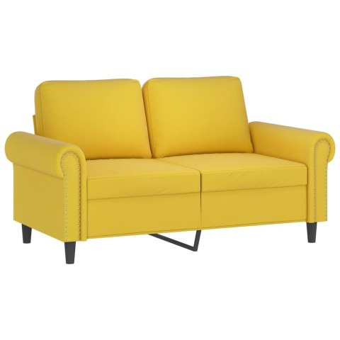  2-osobowa sofa z poduszkami, żółta, 120 cm, aksamit