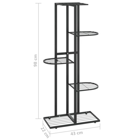  5-poziomowy stojak na kwiaty, 43x22x98 cm, czarny, metalowy