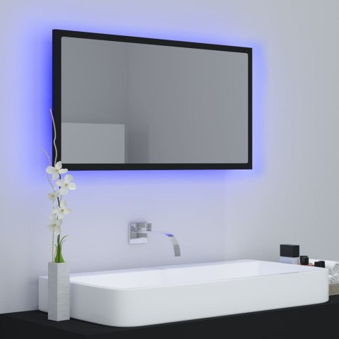  Lustro łazienkowe z LED, czarne, 80x8,5x37 cm, akryl