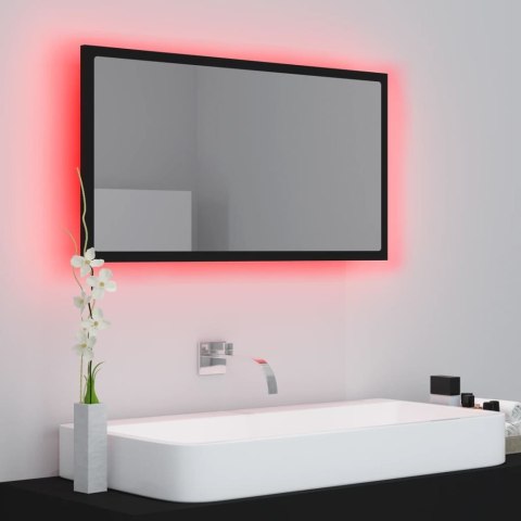  Lustro łazienkowe z LED, czarne, 80x8,5x37 cm, akryl