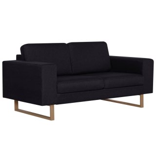  2-osobowa sofa tapicerowana tkaniną, czarna