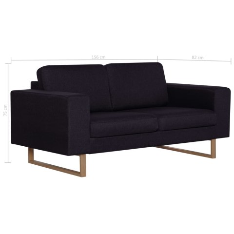  2-osobowa sofa tapicerowana tkaniną, czarna