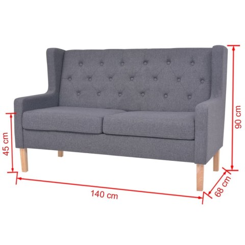  2-osobowa sofa tapicerowana tkaniną, szara