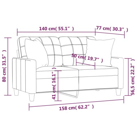  2-osobowa sofa z poduszkami, cappuccino, 140 cm, sztuczna skóra