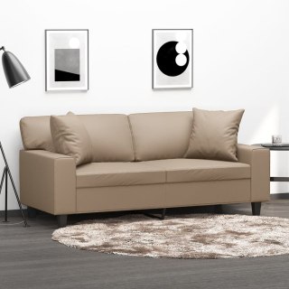  2-osobowa sofa z poduszkami, cappuccino, 140 cm, sztuczna skóra