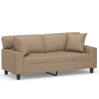  2-osobowa sofa z poduszkami, cappuccino, 140 cm, sztuczna skóra