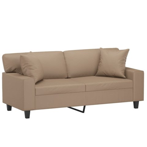  2-osobowa sofa z poduszkami, cappuccino, 140 cm, sztuczna skóra