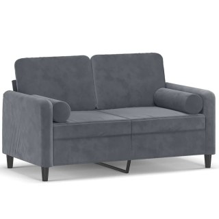  2-osobowa sofa z poduszkami, ciemnoszara, 120 cm, aksamit