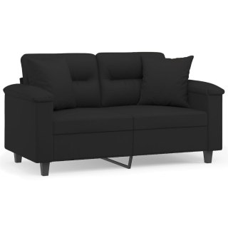  2-osobowa sofa z poduszkami, czarna, 120 cm, mikrofibra