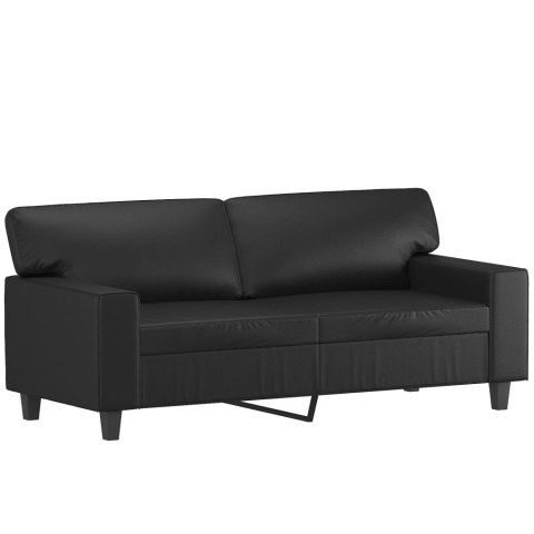  2-osobowa sofa z poduszkami, czarna, 140 cm, sztuczna skóra