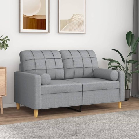  2-osobowa sofa z poduszkami, jasnoszara, 120 cm, tkanina