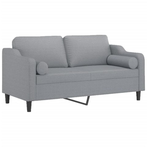  2-osobowa sofa z poduszkami, jasnoszara, 140 cm, tkanina