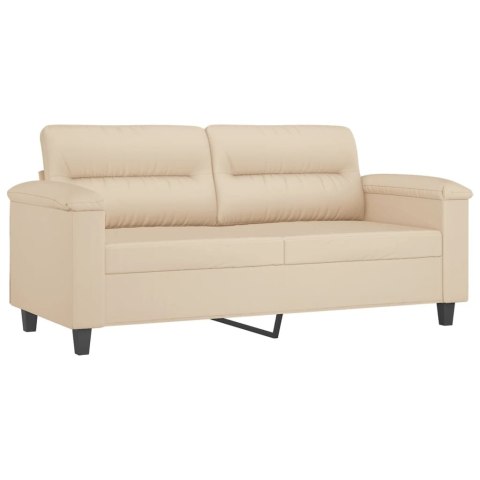  2-osobowa sofa z poduszkami, kremowa, 140 cm, mikrofibra