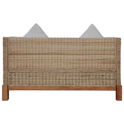  2-osobowa sofa z poduszkami, naturalny rattan