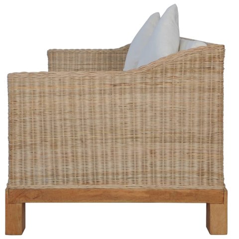  2-osobowa sofa z poduszkami, naturalny rattan