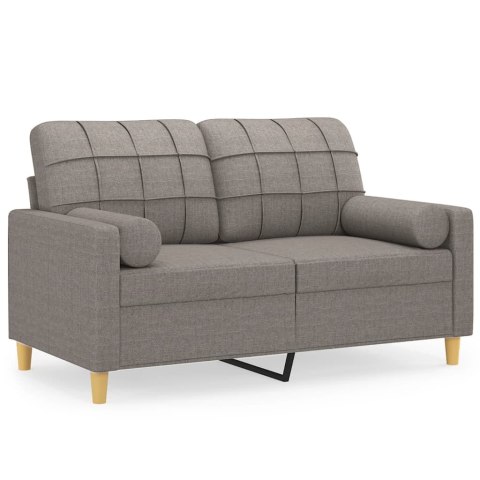  2-osobowa sofa z poduszkami, taupe, 120 cm, tkanina