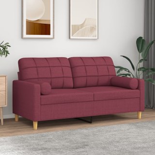  2-osobowa sofa z poduszkami, winna czerwień, 140 cm, tkanina