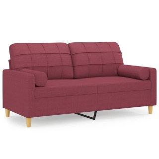  2-osobowa sofa z poduszkami, winna czerwień, 140 cm, tkanina