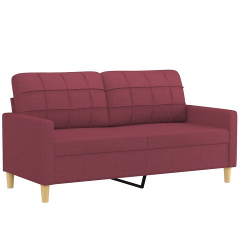  2-osobowa sofa z poduszkami, winna czerwień, 140 cm, tkanina