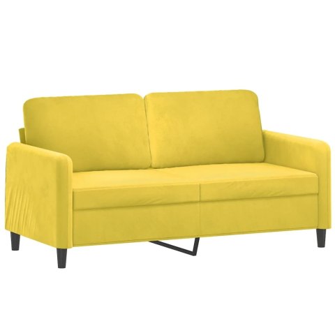  2-osobowa sofa z poduszkami, żółta, 140 cm, aksamit