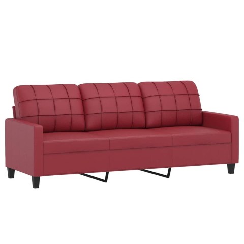  3-os. sofa z poduszkami, winna czerwień, 180 cm, sztuczna skóra