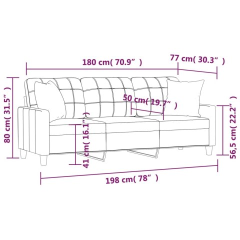  3-os. sofa z poduszkami, winna czerwień, 180 cm, sztuczna skóra