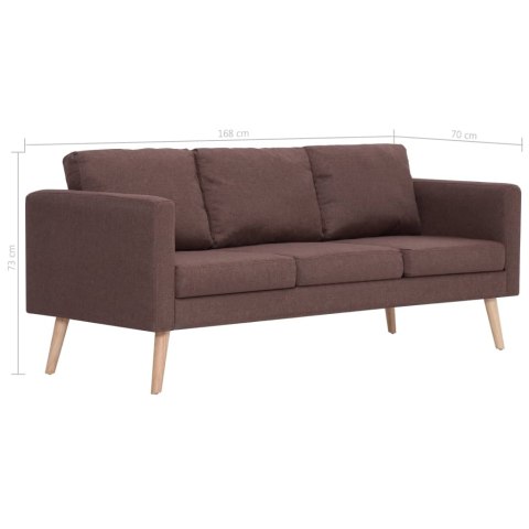  3-osobowa sofa tapicerowana tkaniną, brązowa