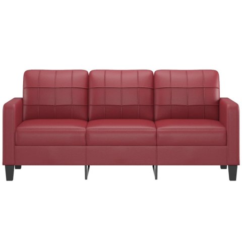  3-osobowa sofa, winna czerwień, 180 cm, sztuczna skóra