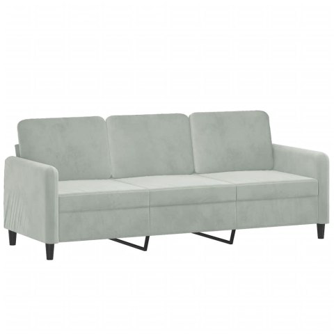  3-osobowa sofa z poduszkami, jasnoszara, 180 cm, aksamit