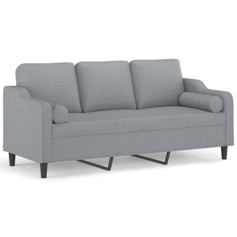  3-osobowa sofa z poduszkami, jasnoszara, 180 cm, tkanina