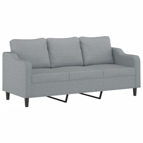  3-osobowa sofa z poduszkami, jasnoszara, 180 cm, tkanina