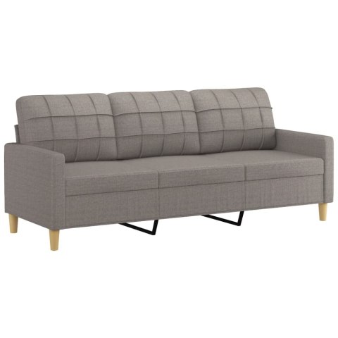  3-osobowa sofa z poduszkami, kolor taupe, 180 cm, tkanina