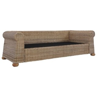  3-osobowa sofa z poduszkami, naturalny rattan